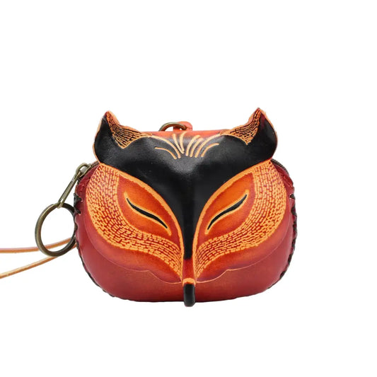 Fox Leather Coin Purse Brown or Orange