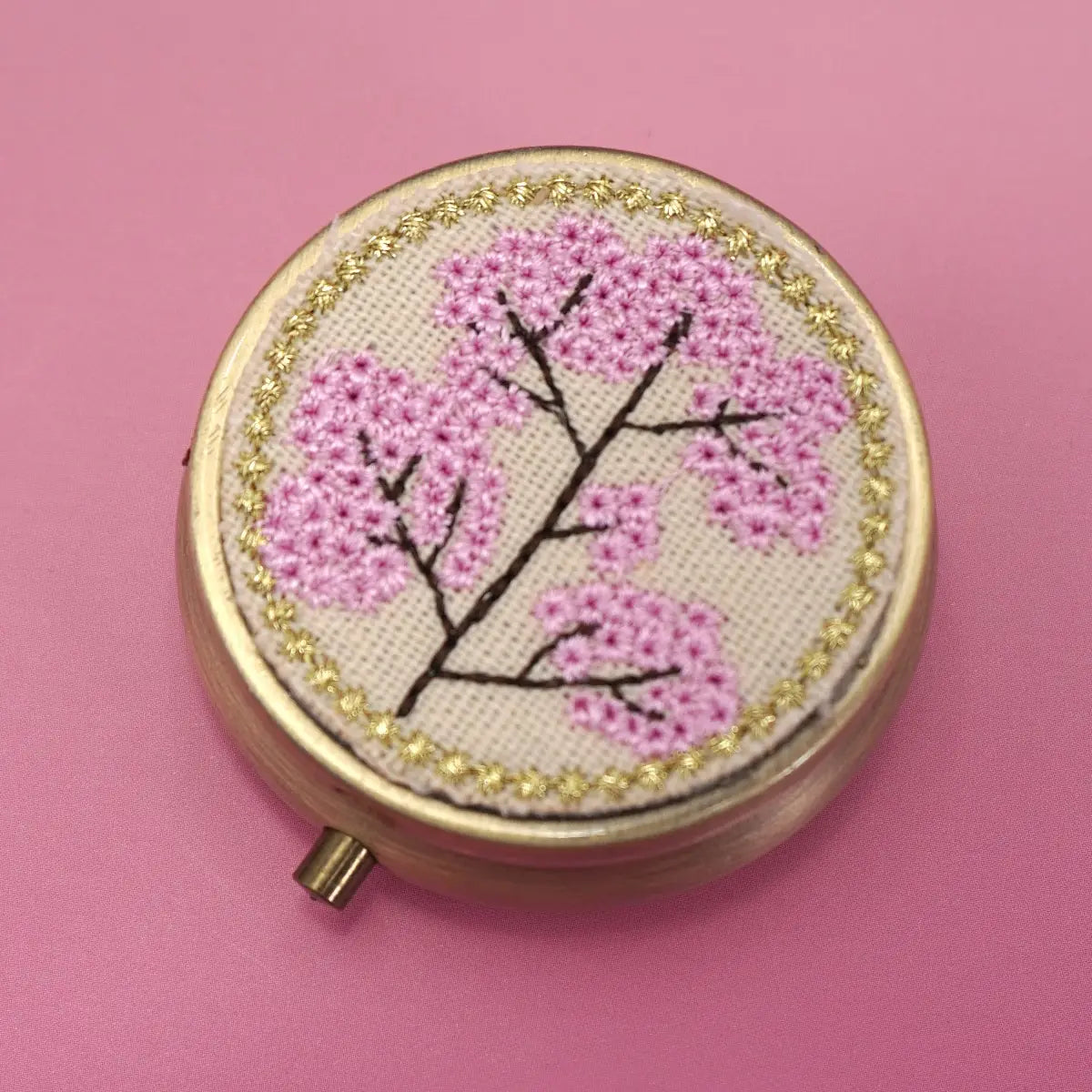 Floral Embroidery Jewelry Organizer with Mirror