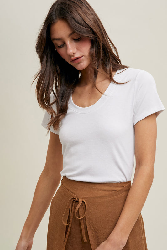Remi BASIC SCOOP NECK KNIT TOP-Sky