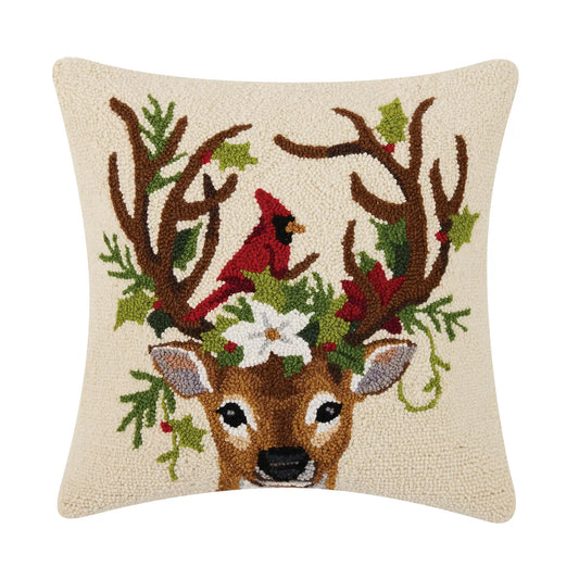Reindeer and Cardinal Hook Pillow