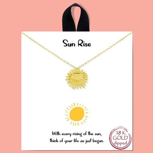 Gold-Dipped Sun Pendant Necklace