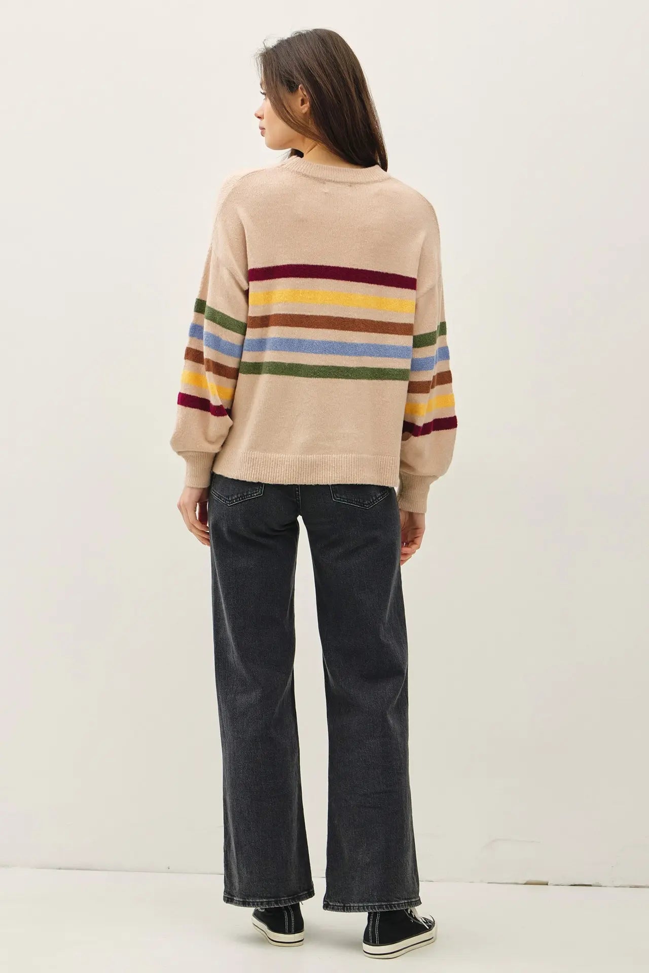 RAINBOW STRIPE SWEATER-Beige