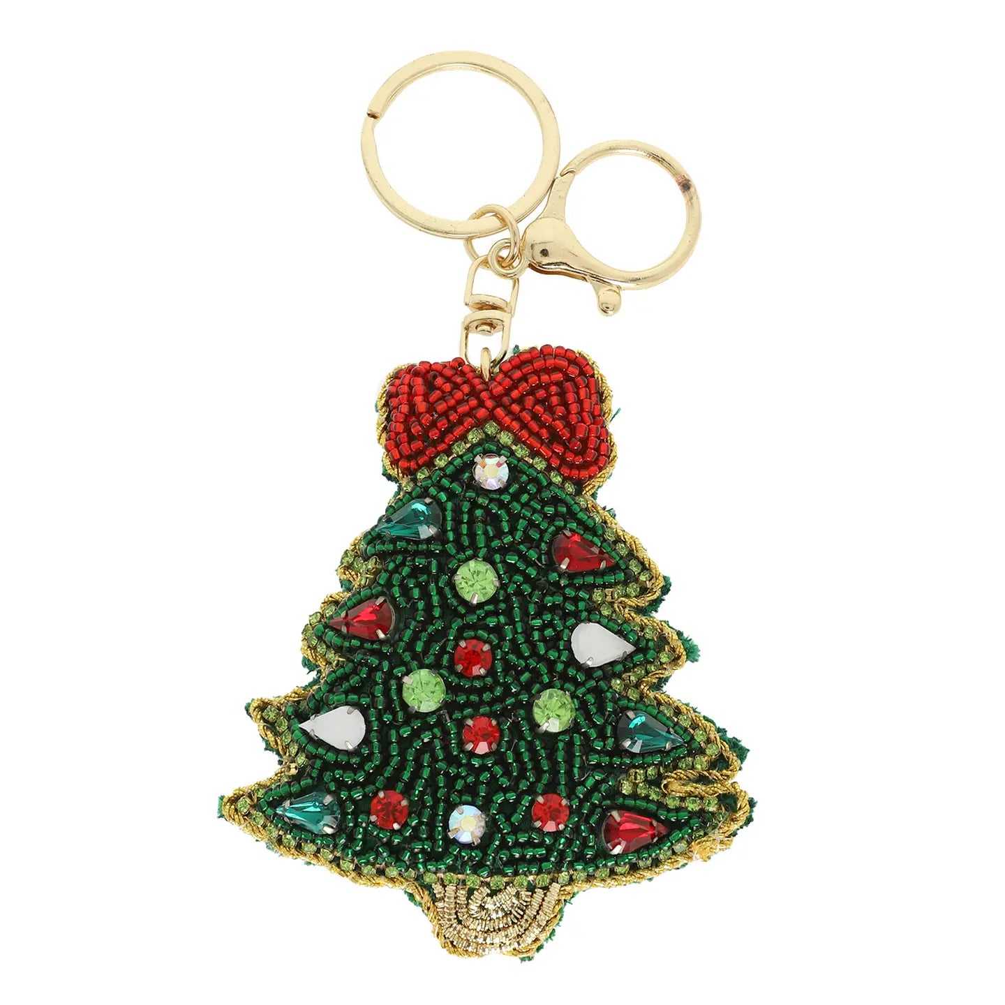 Christmas Tree Bead Crystal Embellished Keychain