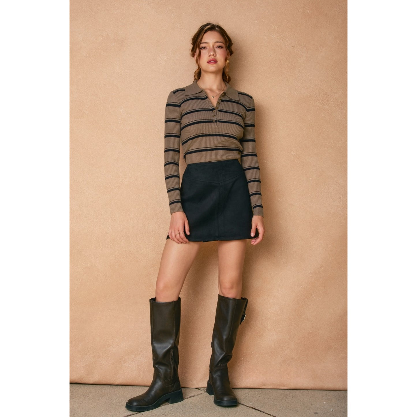 Dune Reverie Suede Mini Skirt-Black