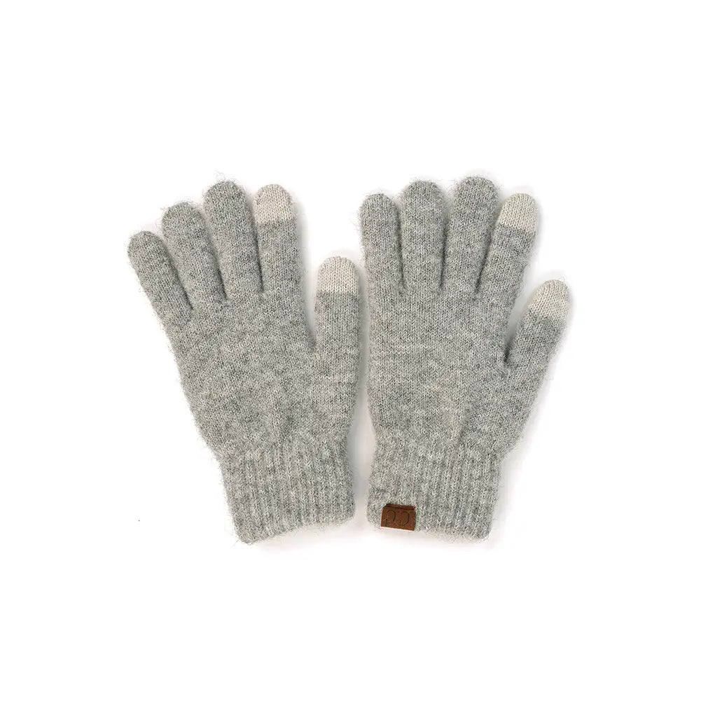 C.C Heather Knit Plain Gloves-Melange Gray
