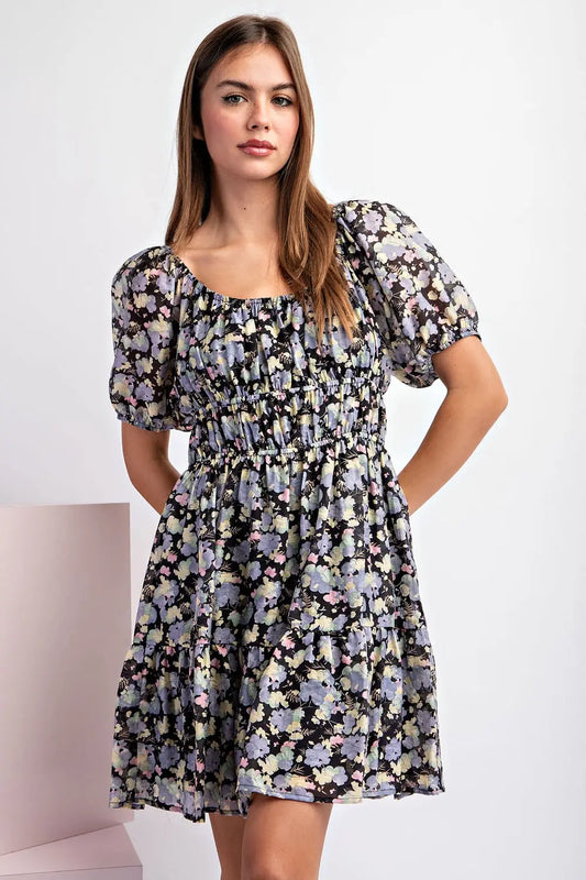 Nellie Short Sleeve Floral Print Dress
