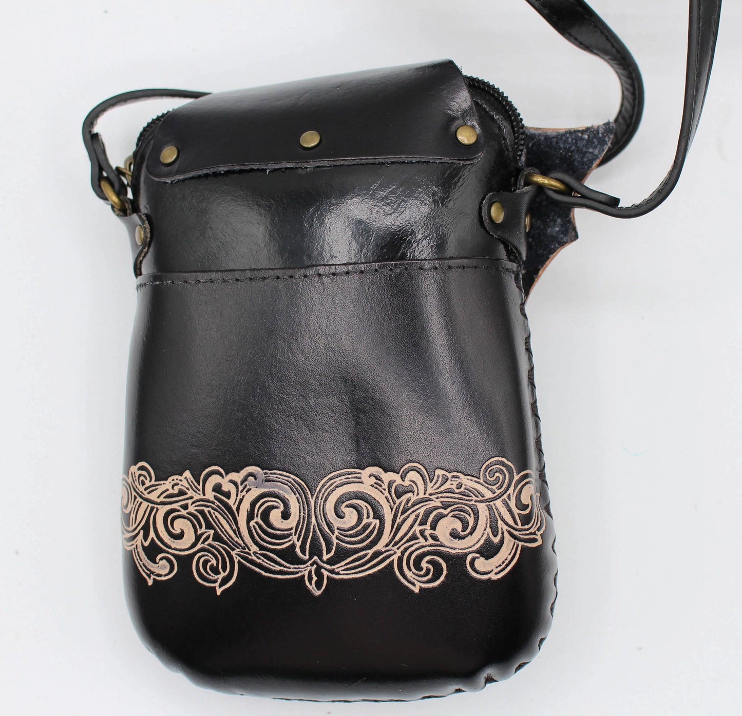 Genuine Leather Bat Purse Cross-Body Handbag Phone Pouch