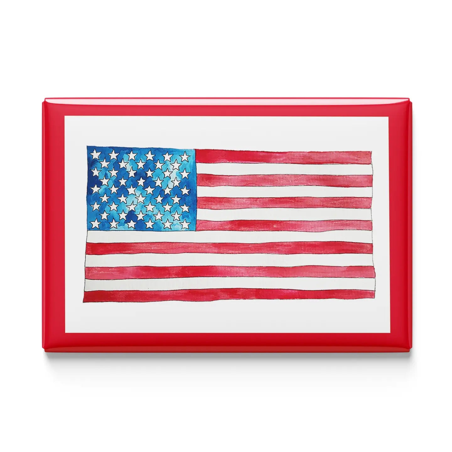 Watercolor American Flag Kitchen Magnet