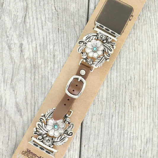 Western Floral Turquoise Concho Apple Watch Band