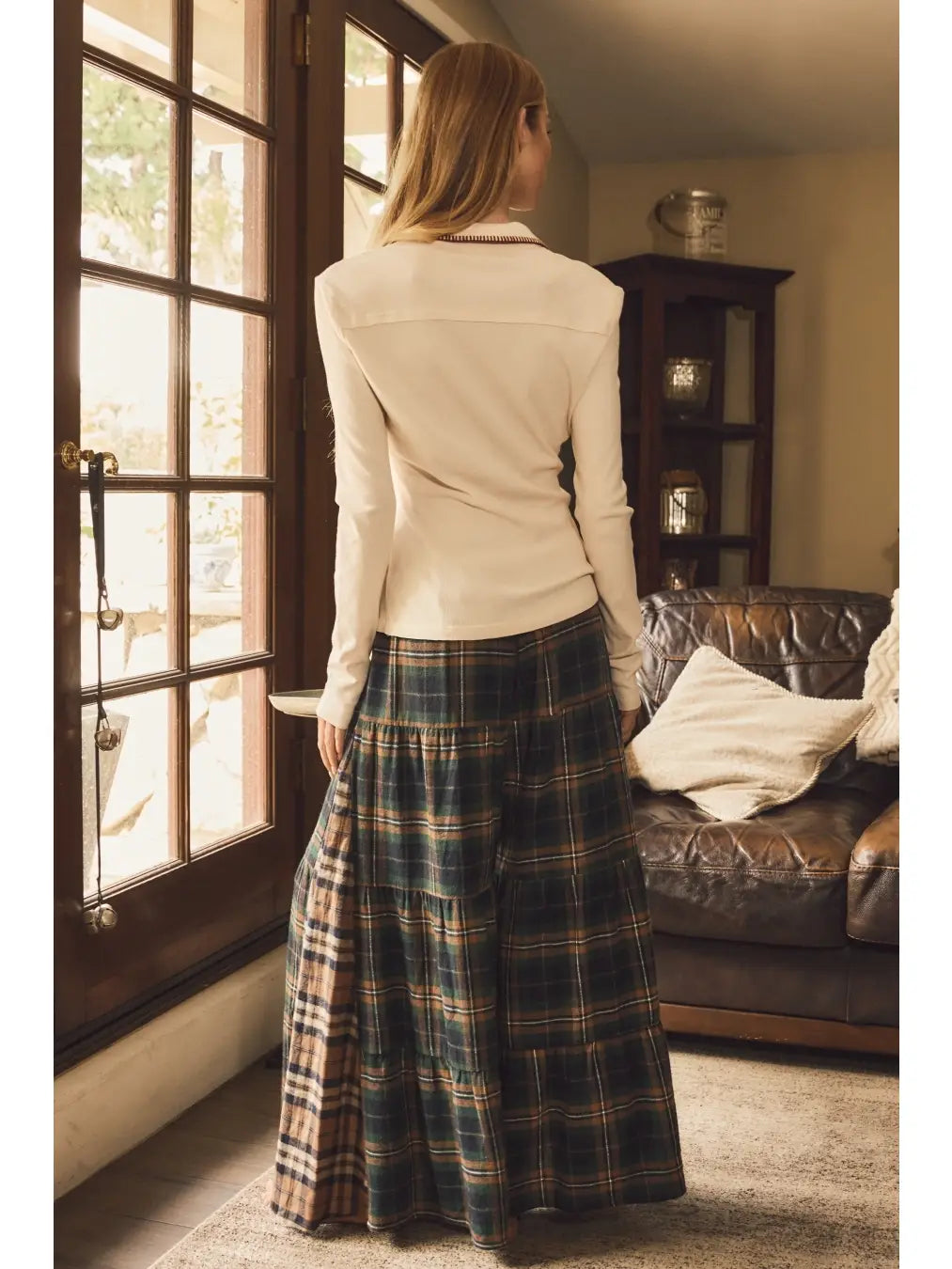 Soft Ribbed Knit Top-Ecru