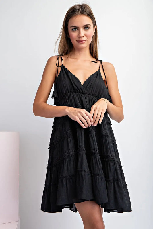 Havana Nights Mini Dress-Black
