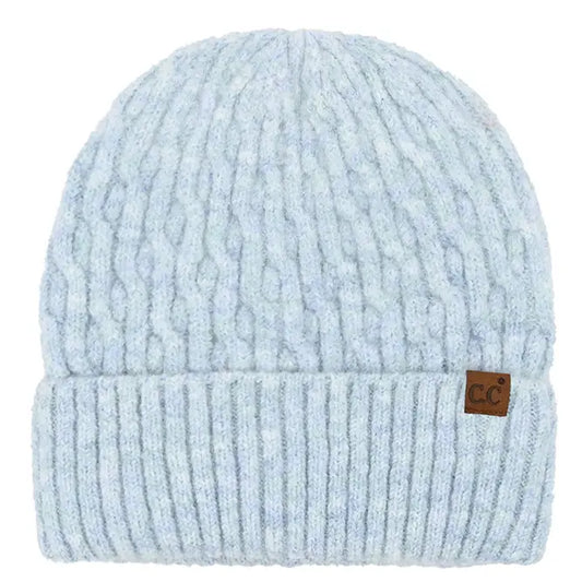 C.C Chain Link Cable Cuff Beanie-Blue