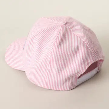 USA Letter Patch Striped Trucker Hat-Blue