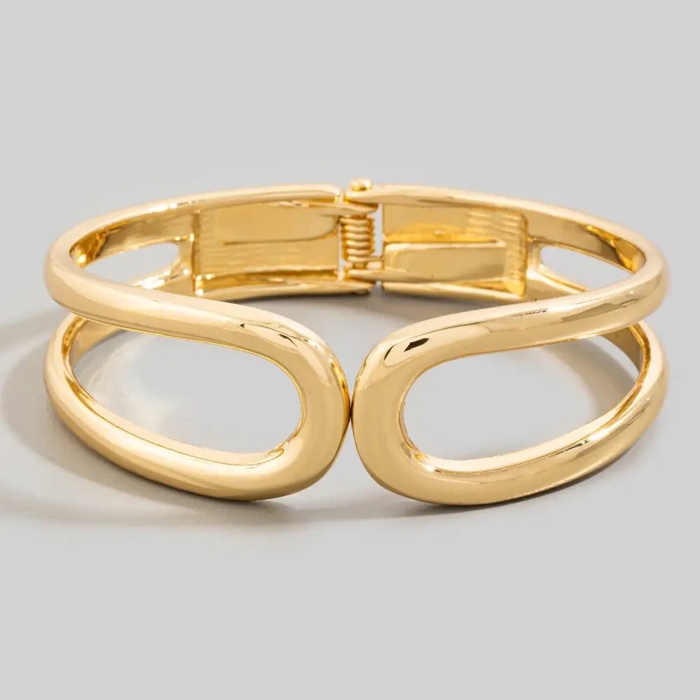 Sculpted Metal Infinity Hinged Bangle Bracelet-Gold