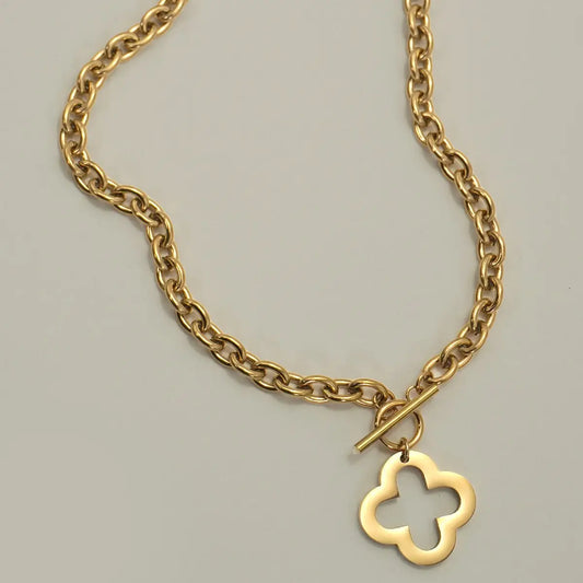18K Stainless Steel Tarnish Free Clover Necklace
