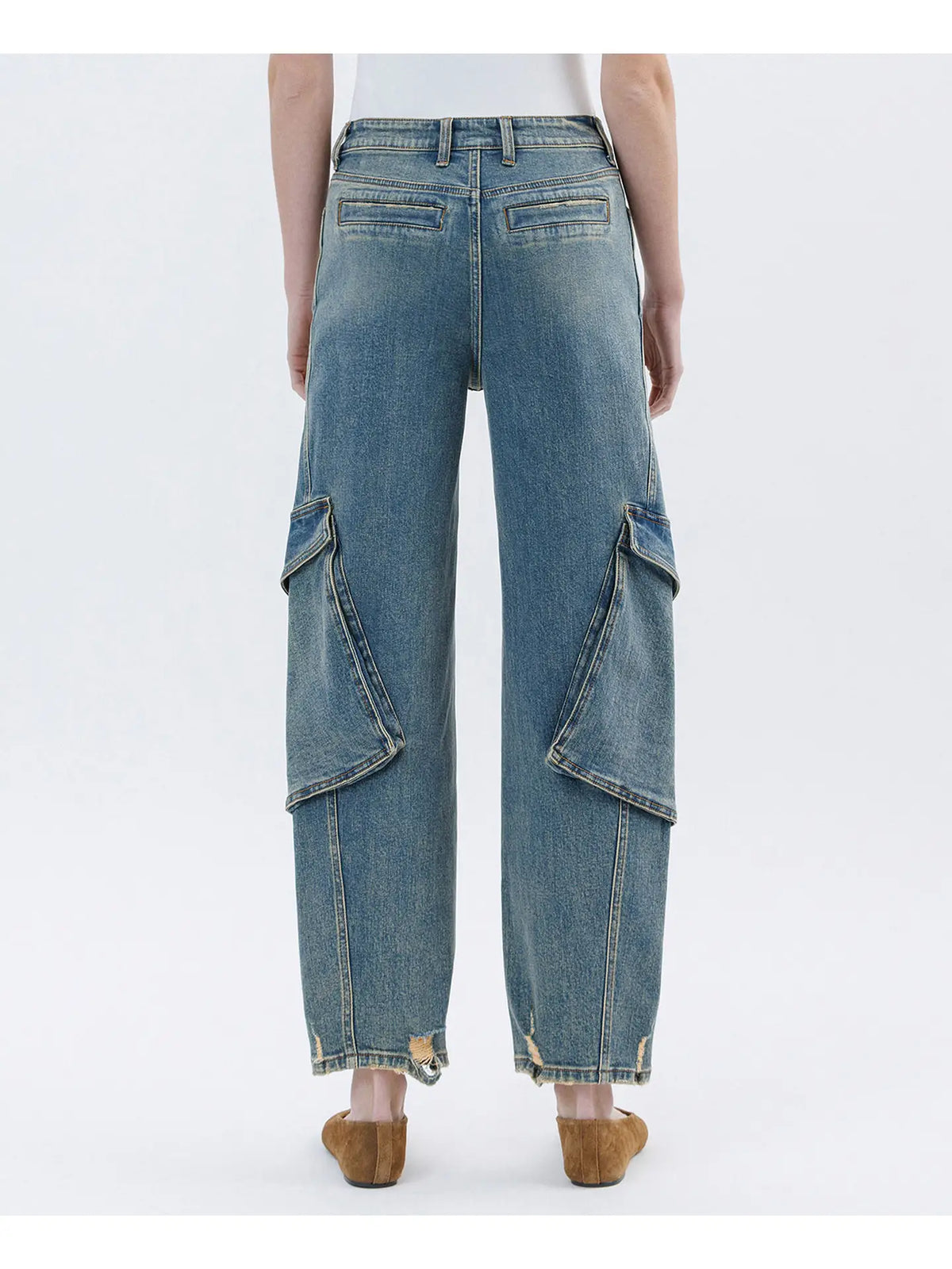 Dreamland Super High Rise Extreme Cargo Pocket Barrel Leg Jeans