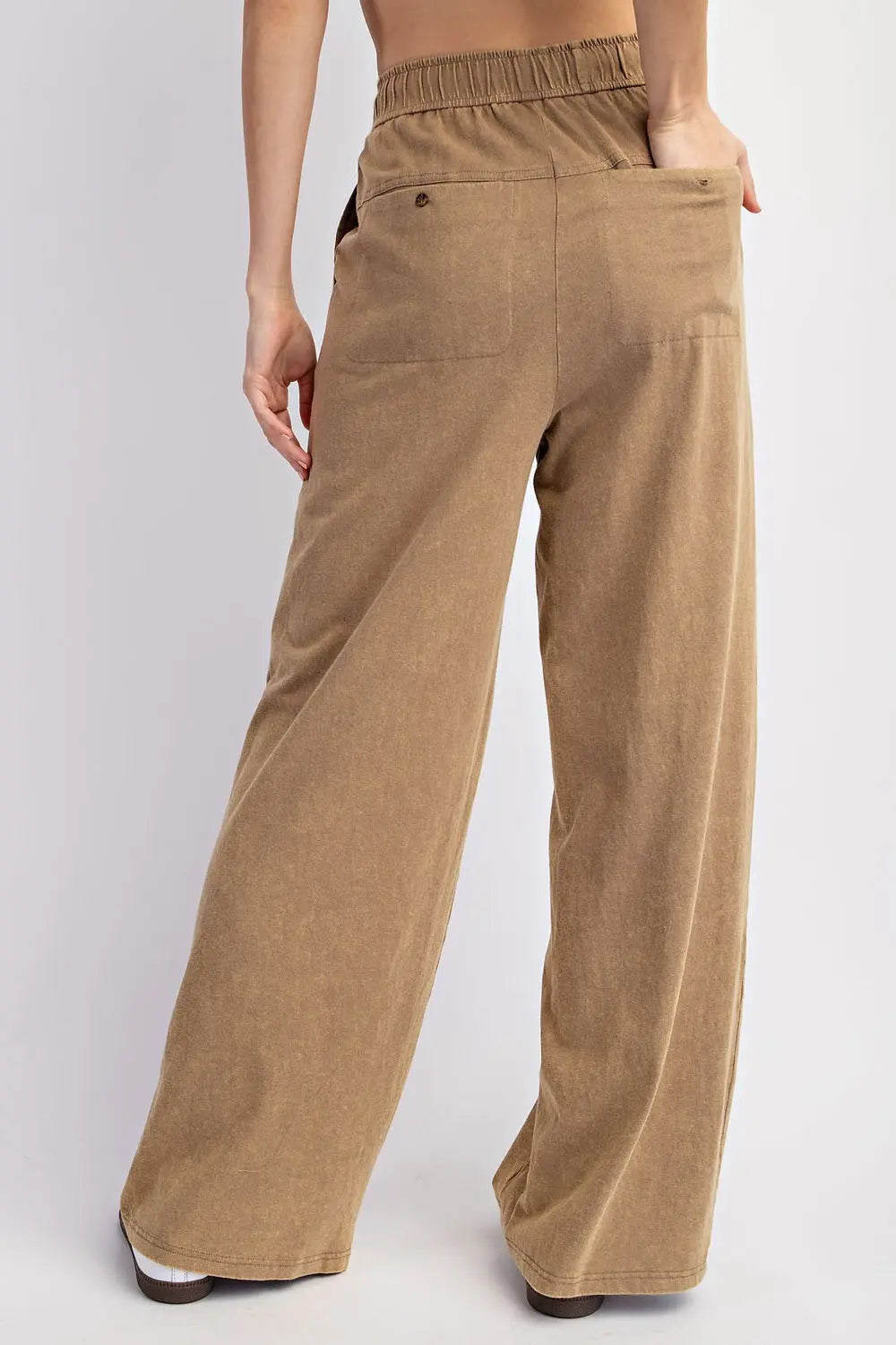 Mineral Washed Straight Leg Pants-Coco
