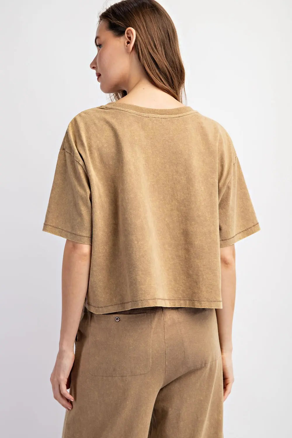 Mineral Washed Short Sleeve Top-Coco