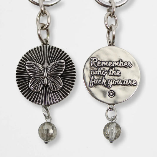 "Remember Who the Fuck You Are" Butterfly Choker Necklace-Silver