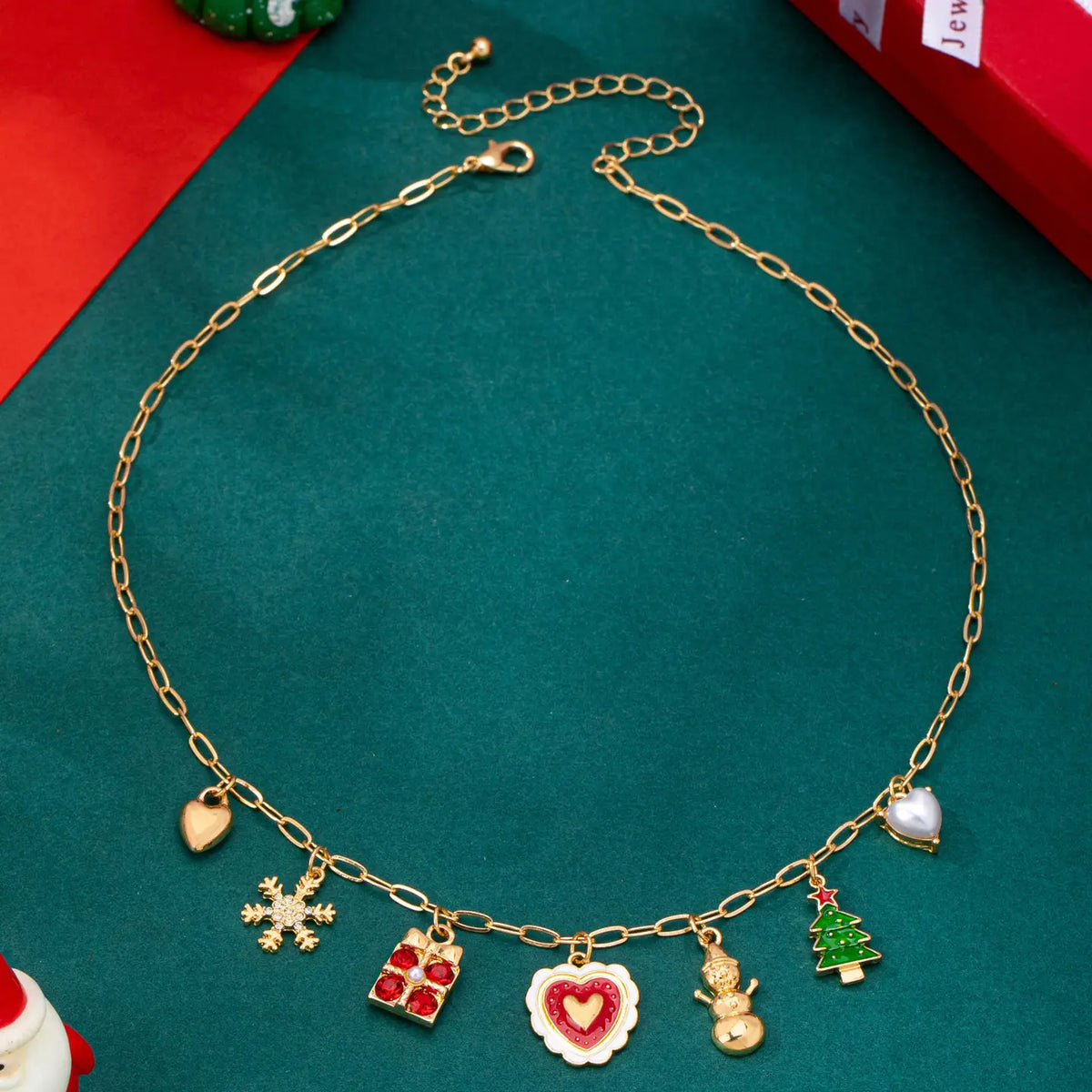 Charm Necklace-Christmas Heart Tree Snowflake