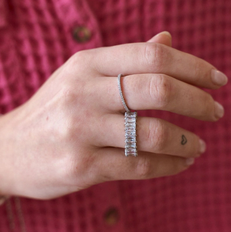 Waterproof Silver Crystal Ring