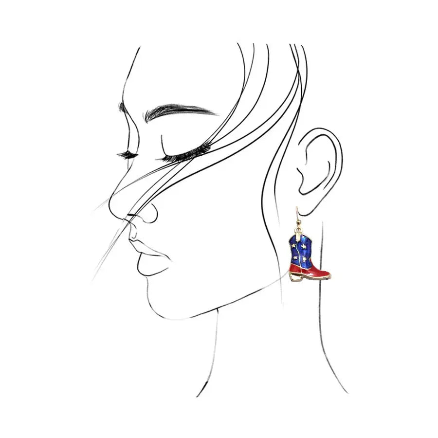 Fourth of July Boot Star Western Earrings