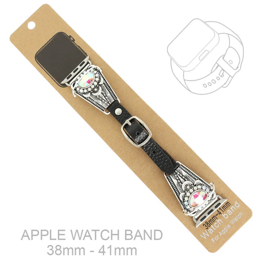 Western Floral Jeweled Concho Apple Watch Band-Iridescent