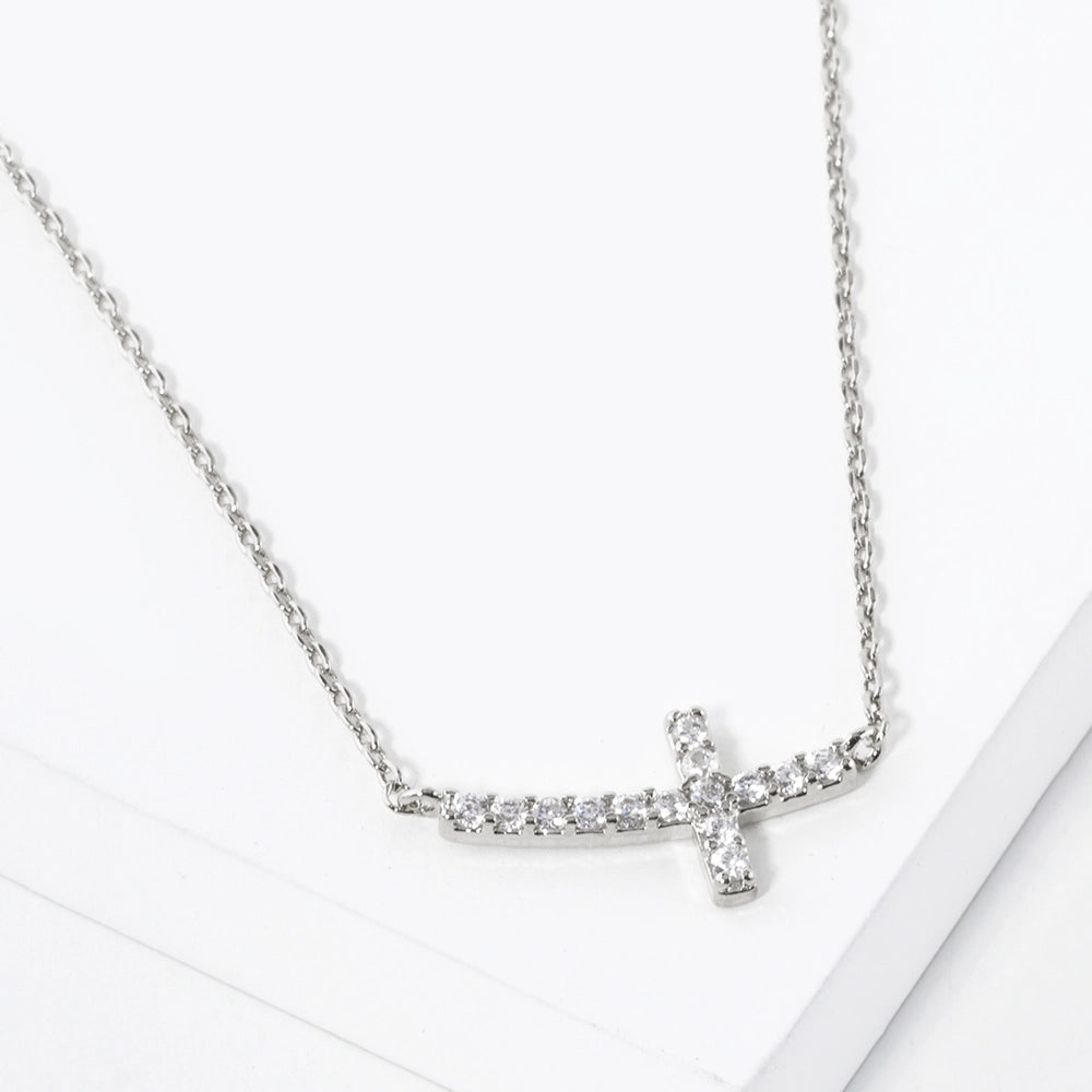Cz Gold-Dipped Cross Necklace-RH