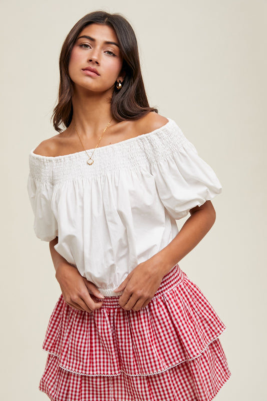 Harper OFF-THE-SHOULDER BLOUSE-White
