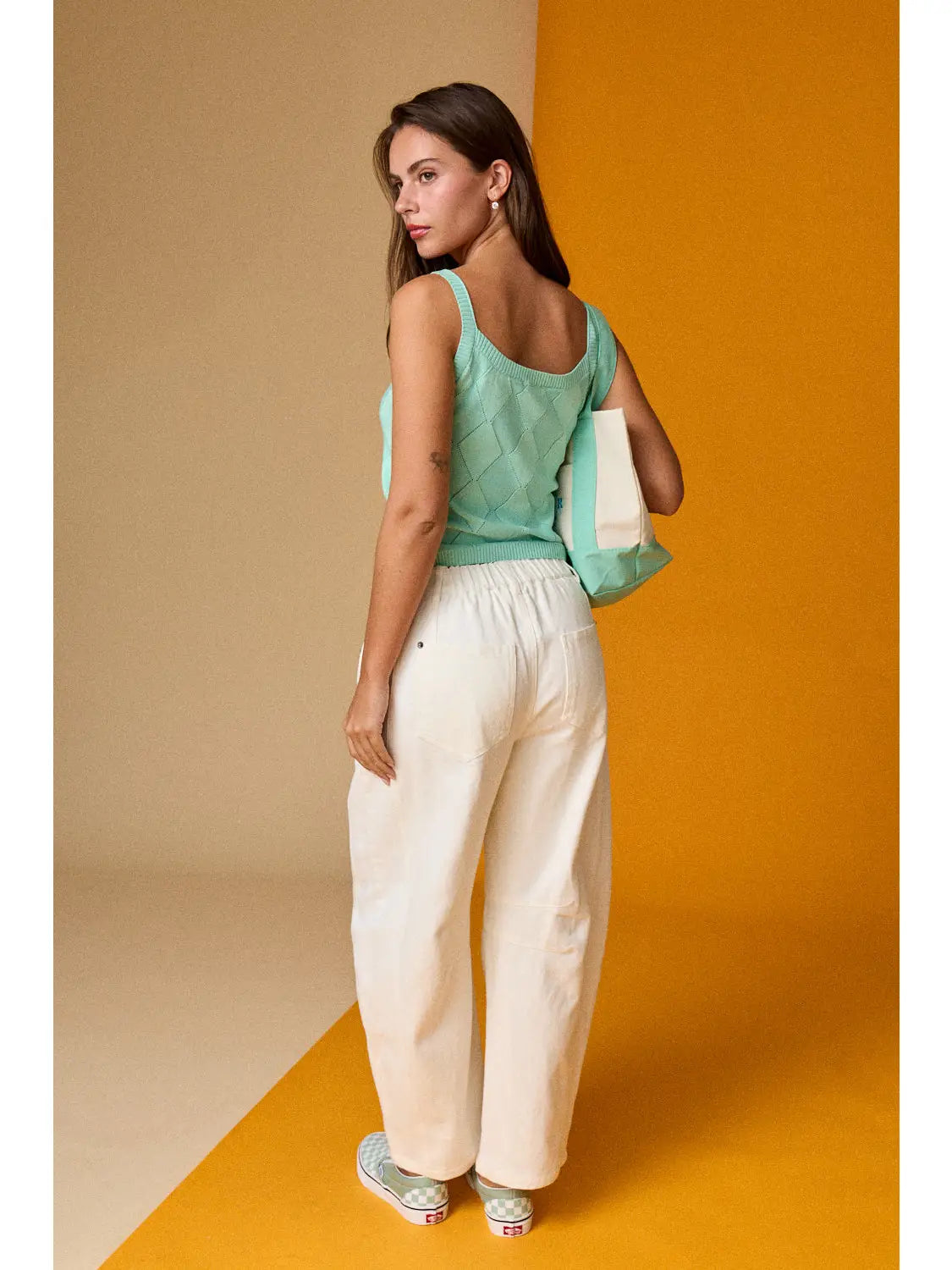 Diamond Knit Tank Top-Mint