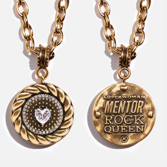Mother's Mantra Adjustable Chain Necklace-Antique Gold