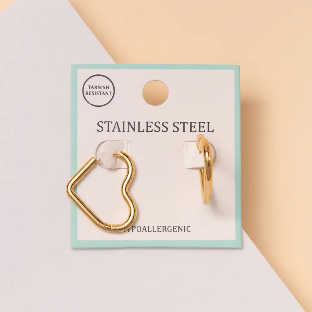 Stainless Steel Heart Shaped Hoop Earrings