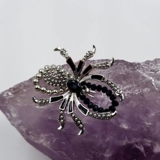 Goth Spider Stretch Beaded Rings