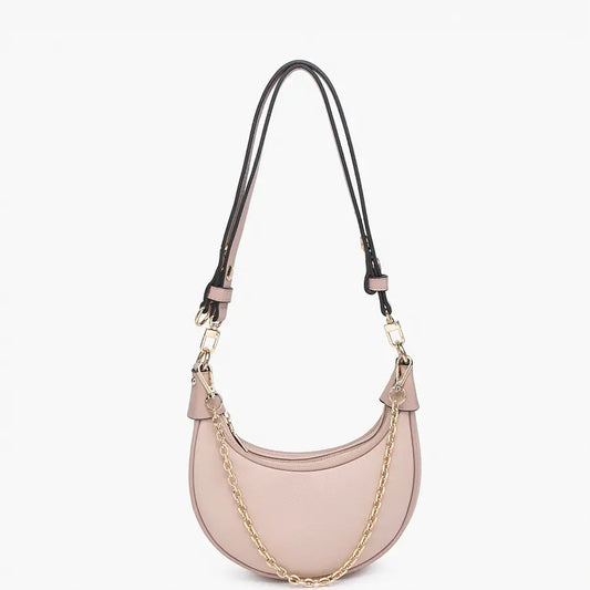 Zora Moon Shoulder Bag w/ Chain-Mauve
