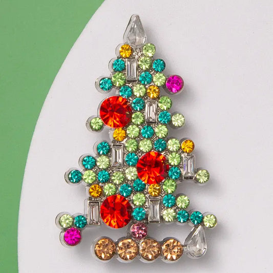 Christmas Tree Six Candle Lit Brooch Pin