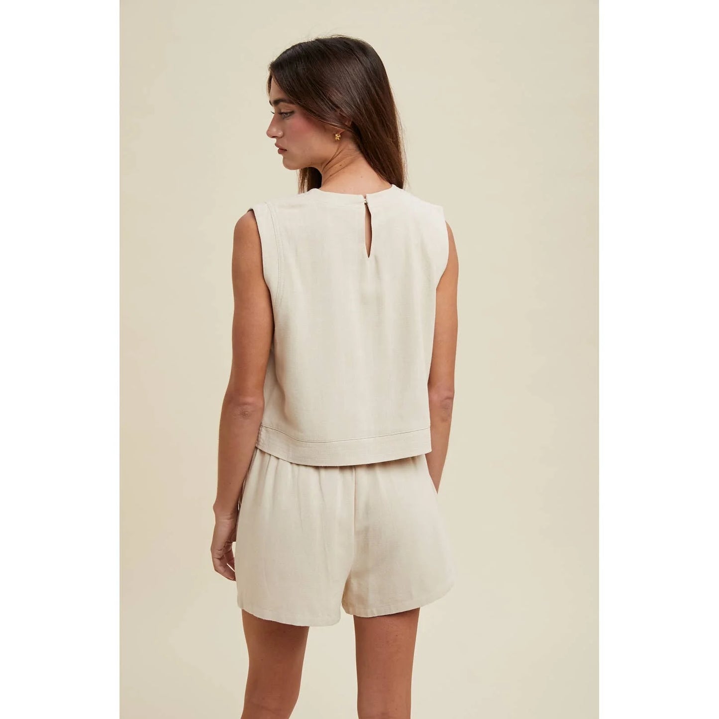 Quinn Linen Tank and Shorts Set-Brick