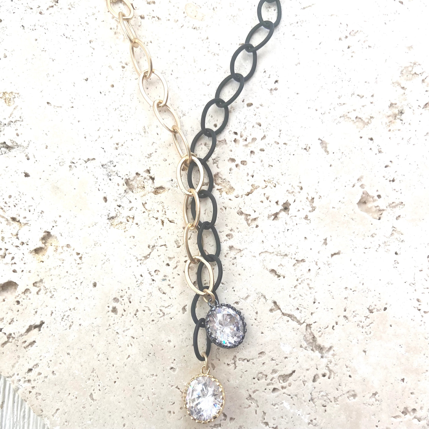 Mixed Metal Matte Gold Matte Black Necklace