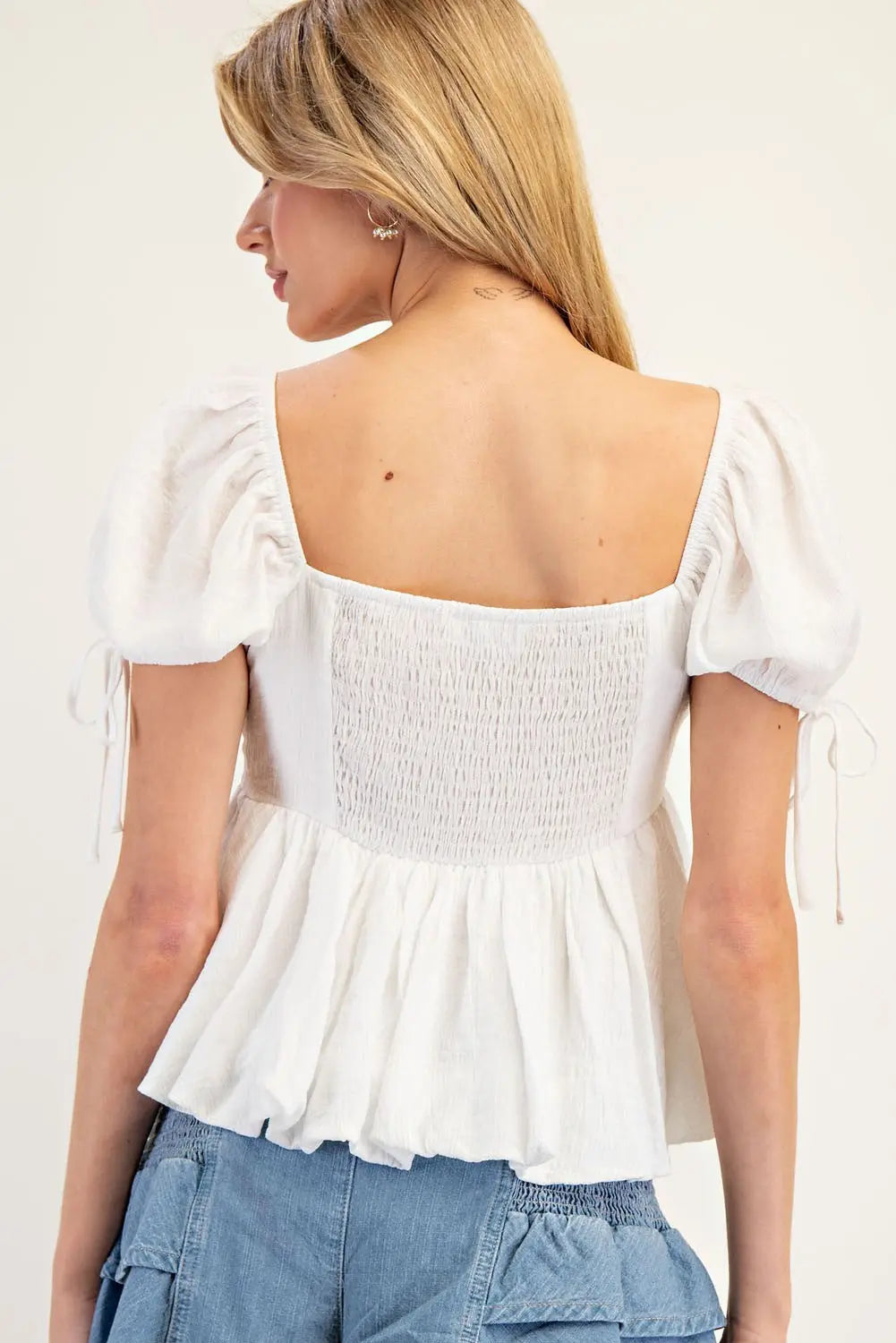 Laney Flowy Puff Sleeve Top-Off White
