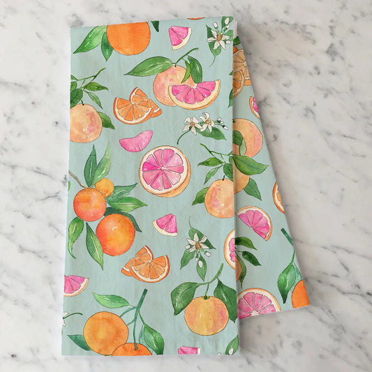 Grapefruit & Oranges Tea Towel Summer Fruit