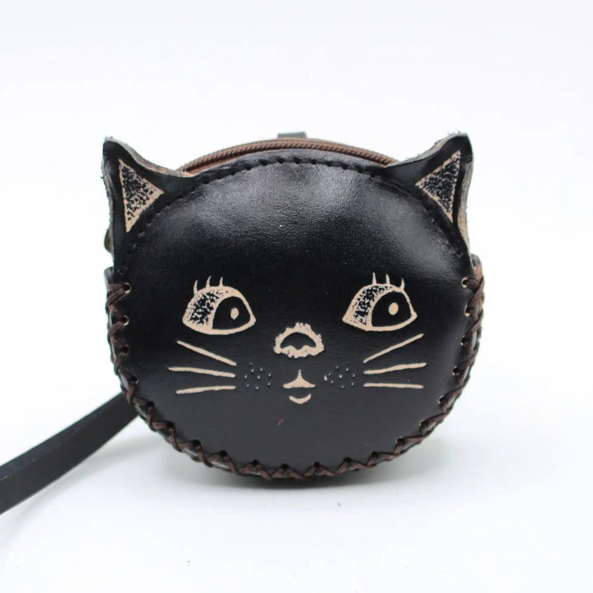 Cat Handmade Leather Coin Purse/Wallet