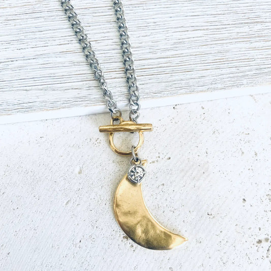 Star Moon Heart Mixed Meta Necklaces No Tarnish 16in-Moon