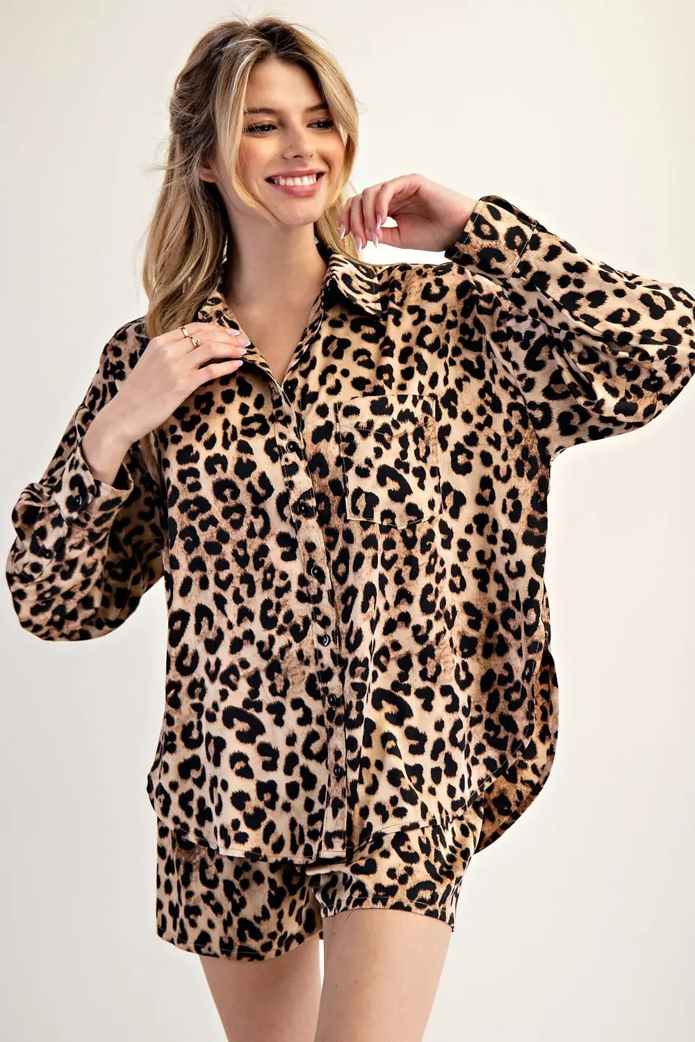 Cara Leopard Printed Long Sleeve Blouse