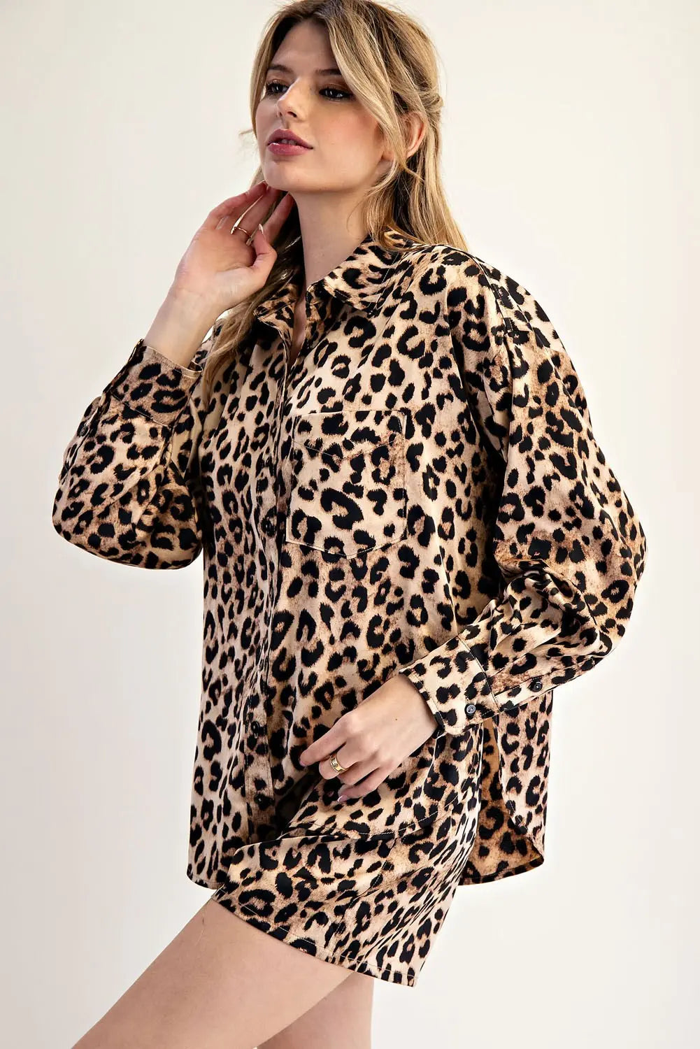 Cara Leopard Printed Long Sleeve Blouse