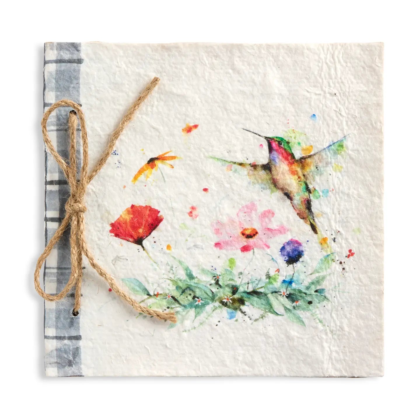 Peewee Hummer & Flower Paper Mache Journal - 6.5in