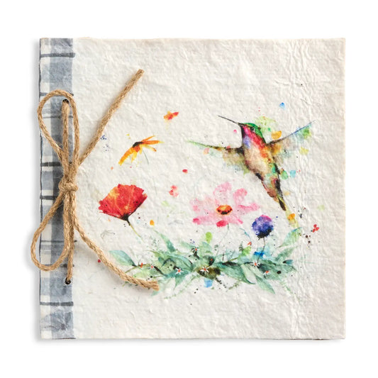 Peewee Hummer & Flower Paper Mache Journal - 6.5in