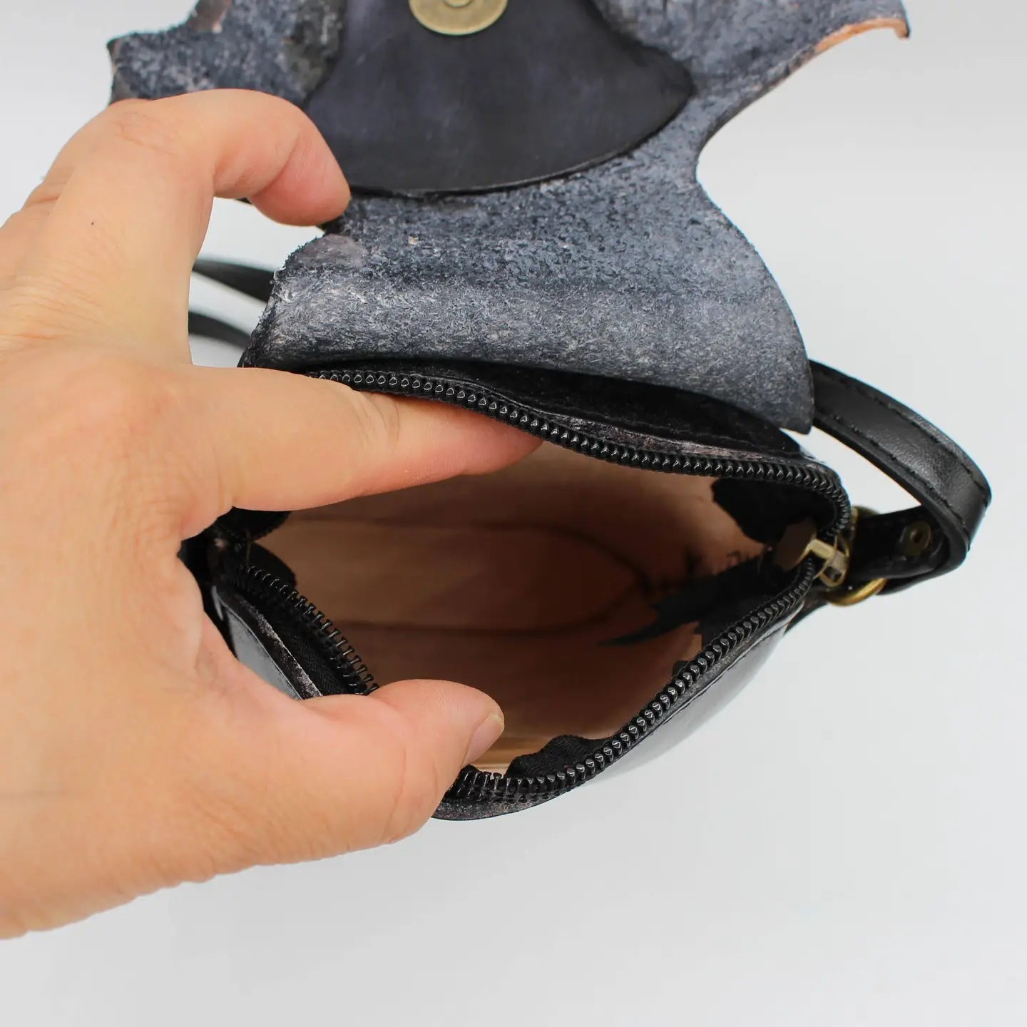 Genuine Leather Bat Purse Cross-Body Handbag Phone Pouch