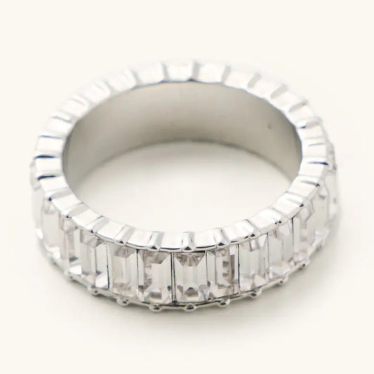 Waterproof Silver Crystal Ring