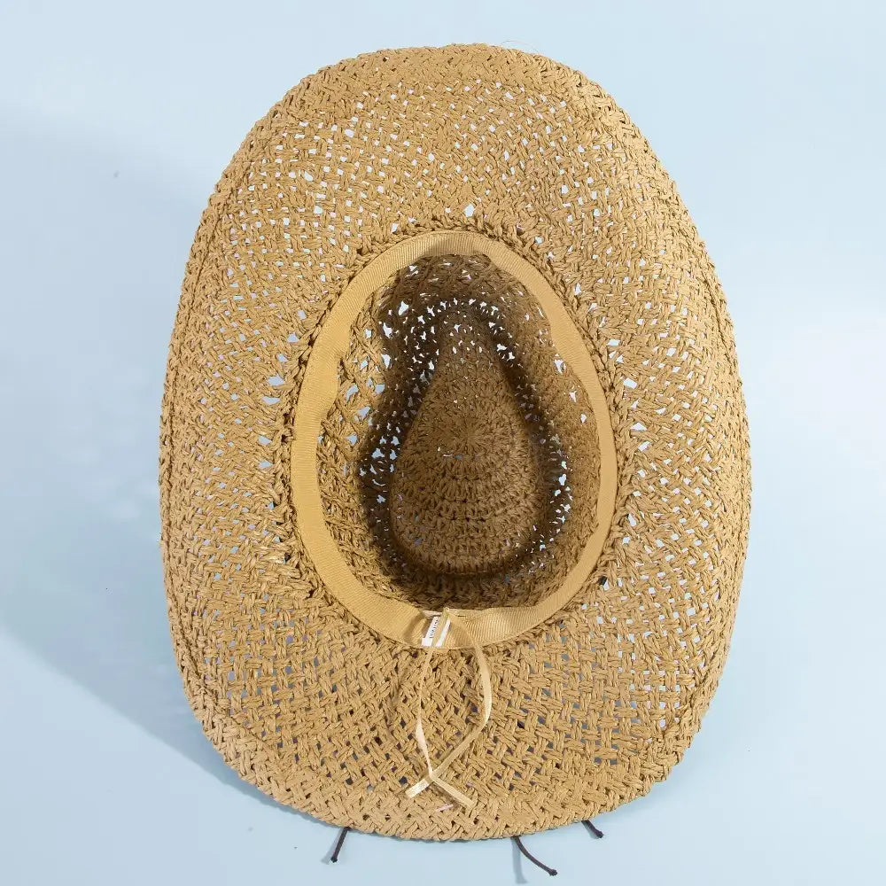 Straw Weave Leather Strap Cowboy Hat