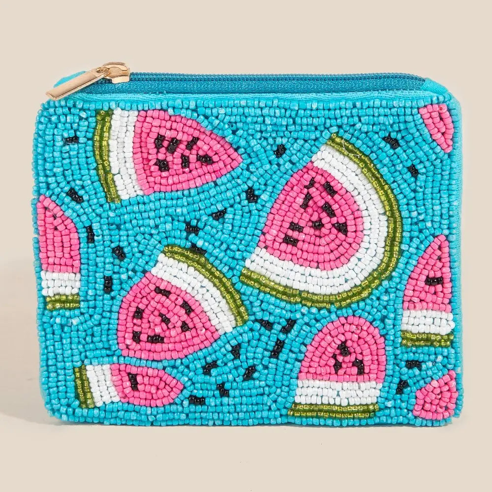 Watermelon Seed Beaded Coin Purse