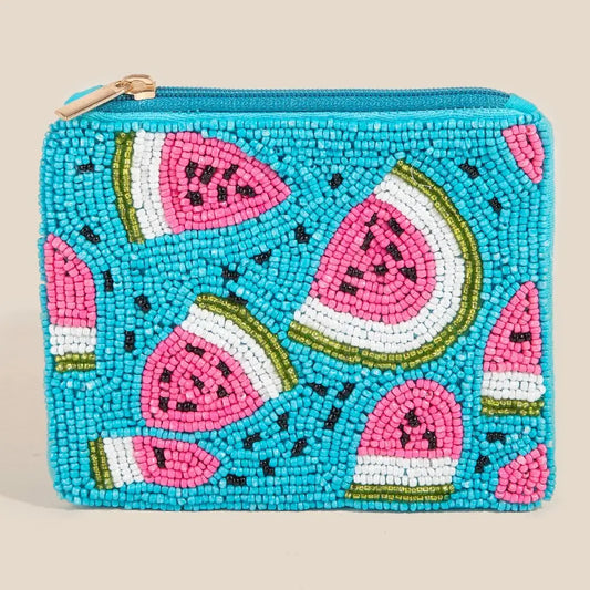 Watermelon Seed Beaded Coin Purse